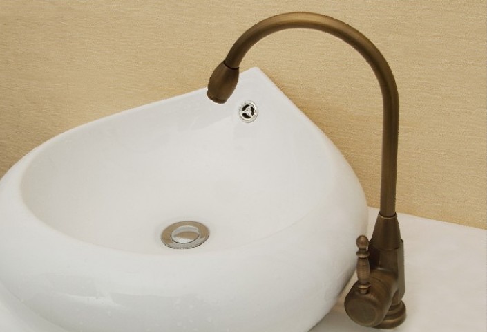 Wholesale And Retail Promotion  Antique Bronze Single Handle Bathroom Basin Sink Mixer Tap Faucet Swivel Spout