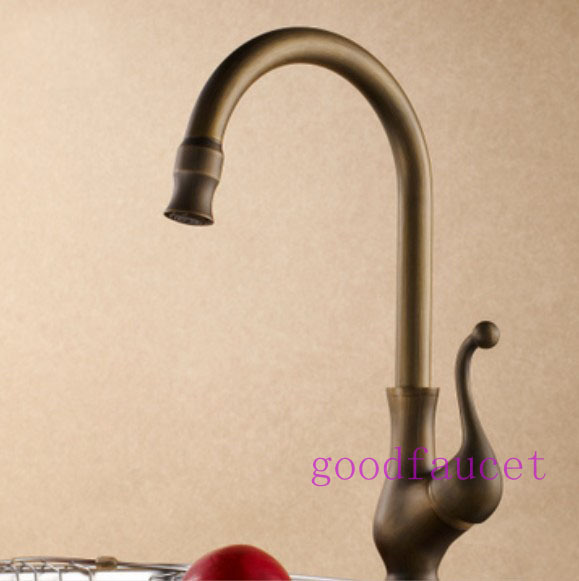 Wholesale And Retail Promotion Antique Bronze Swivel Spout Kitchen Faucet Vessel Sink Mixer Tap Single Handle