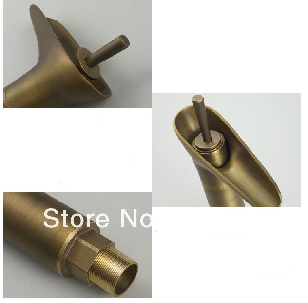 Wholesale And Retail Promotion  Antique Bronze Waterfall Bathroom Brass Basin Faucet Swivel Lever Handle Mixer