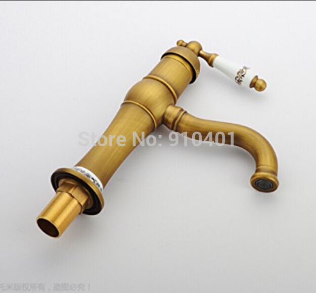 Wholesale And Retail Promotion Ceramic Style Antique Brass Bathroom Basin Faucet Single Handle Sink Mixer Tap