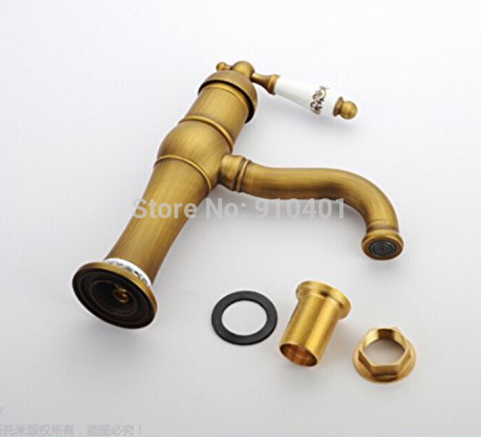 Wholesale And Retail Promotion Ceramic Style Antique Brass Bathroom Basin Faucet Single Handle Sink Mixer Tap
