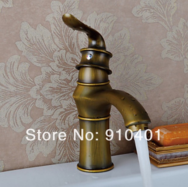 Wholesale And Retail Promotion Classic Antique Brass Bathroom Faucet Deck Mounted Single Handle Mixer Tap