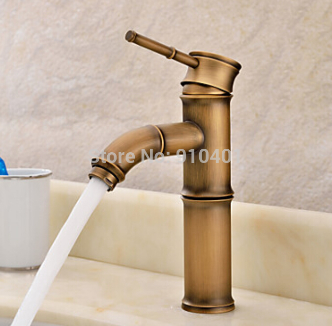 Wholesale And Retail Promotion Modern Antique Brass Bathroom Basin Faucet Bamboo Sink Mixer Tap Single Handle