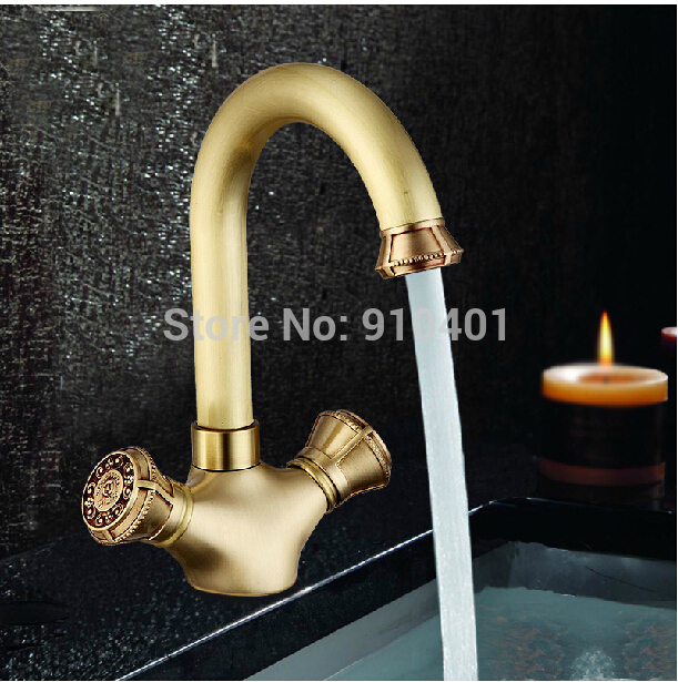 Wholesale And Retail Promotion Modern Antique Brass Bathroom Basin Faucet Dual Handles Vanity Sink Mixer Tap