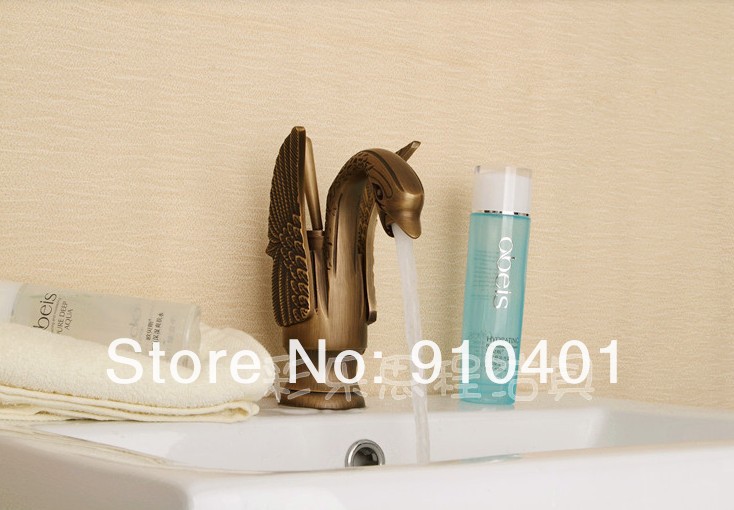 Wholesale And Retail Promotion Modern Antique Brass Bathroom Swan Faucet Swivel Handle Deck Mounted Mixer Tap