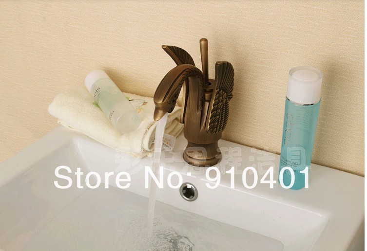 Wholesale And Retail Promotion Modern Antique Brass Bathroom Swan Faucet Swivel Handle Deck Mounted Mixer Tap