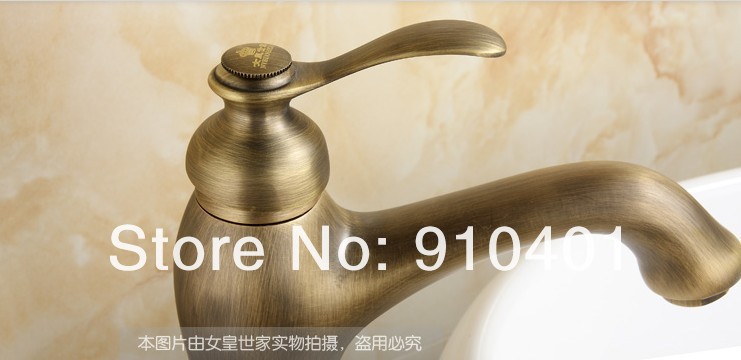 Wholesale And Retail Promotion NEW Antique Brass Bathroom Basin Faucet Single Handle Sink Mixer Tap Tall Style