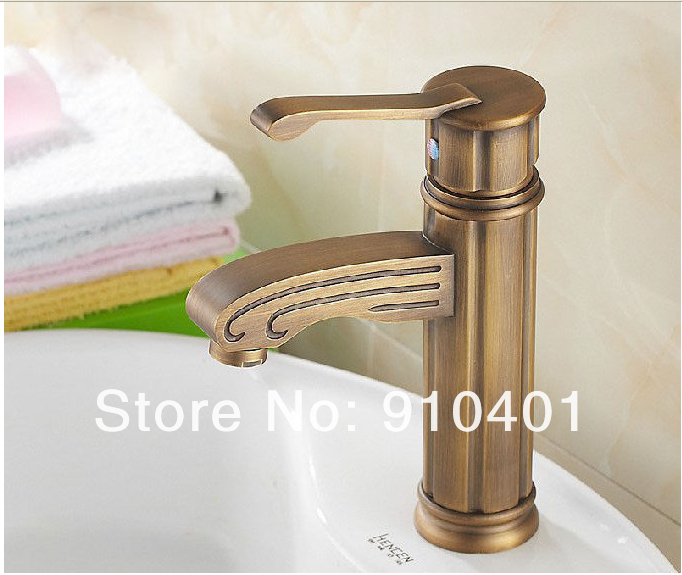 Wholesale And Retail Promotion NEW Antique Brass Deck Mounte Bathroom Basin Faucet Single Handle Sink Mixer Tap
