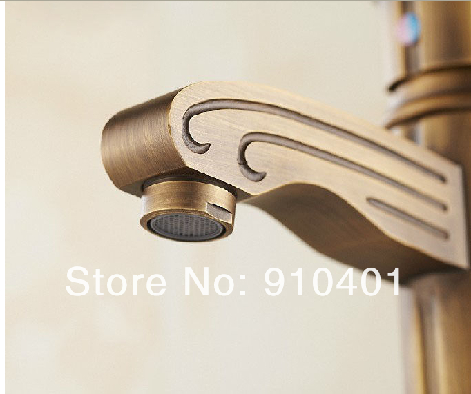 Wholesale And Retail Promotion NEW Antique Brass Deck Mounte Bathroom Basin Faucet Single Handle Sink Mixer Tap