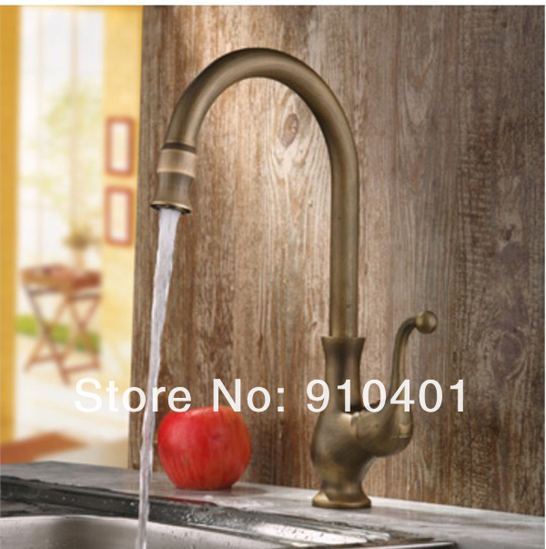 Wholesale And Retail Promotion NEW Antique Bronze Goose Neck Kitchen Sink Faucet Swivel Spout Sink Mixer Tap