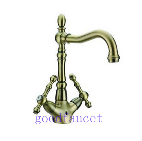 Wholesale And Retail Promotion NEW Antique Bronze Kitchen Mixer Tap Bathroom Sink Faucet Swivel Spout 2 Handle