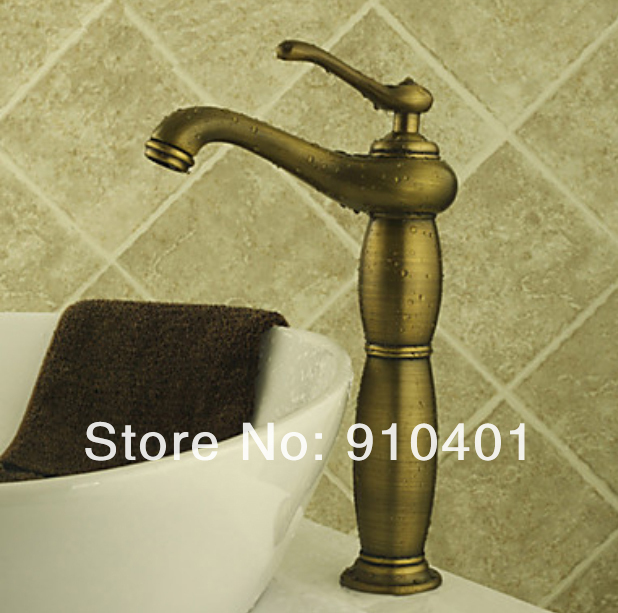 Wholesale And Retail Promotion  New Antique Brass Finish Bathroom Sink Faucet Water Pump Countertop Mixer Tap