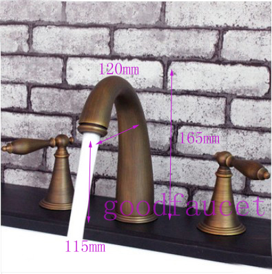 Wholesale And Retail antique bronze bathroom basin faucet dual handles bath tub faucet deck mounted sink mixer tap