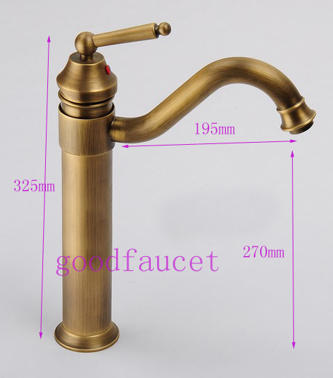 wholesale and retail new deck mounted antique brass bathroom basin faucet vessel sink mixer tap single handle