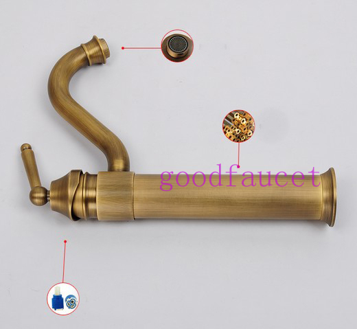 wholesale and retail new deck mounted antique brass bathroom basin faucet vessel sink mixer tap single handle