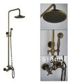 Antique brone wall mount shower set brass shower rainfall shower head with hand shower double cross handles 881