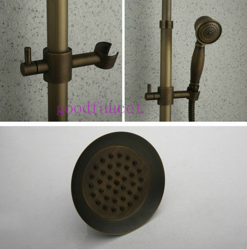 Antique bronze shower set faucet bathroom shower with dual cross handles wall mounted