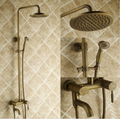Luxury Antique brone shower set faucet rainfall shower head+handle shower+tub faucet bathroom mixer