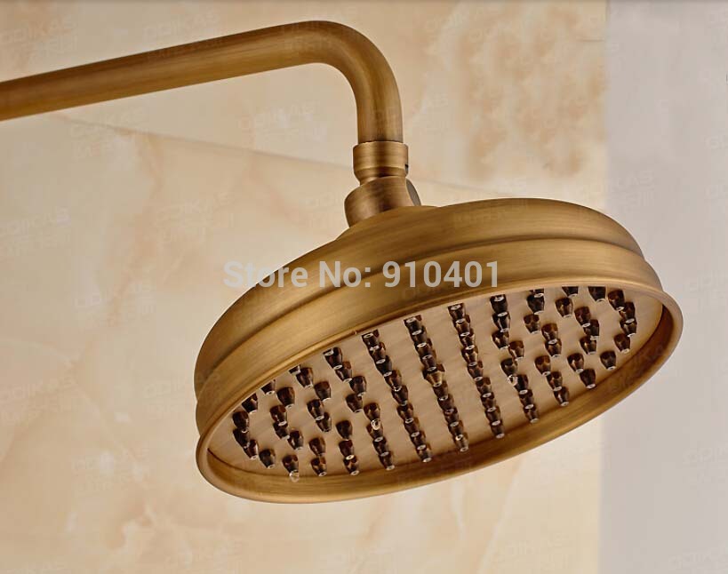 Wholdsale And Retail Promotion Antique Brass Rain Shower Faucet Wall Mounted Tub Mixer Tap Dual Cremic Handles