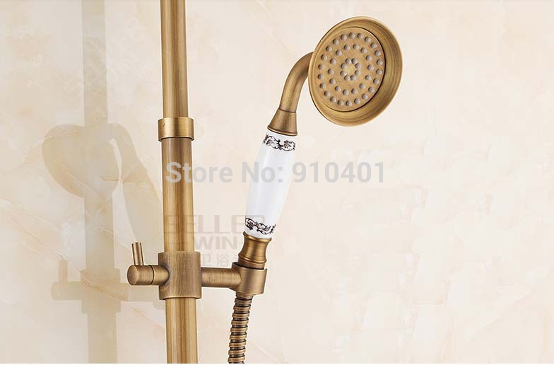 Wholesale And Retail Promotion 2014 NEW Ceramic Antique Brass Rain Shower Faucet Bathtub Mixer Tap Hand Shower