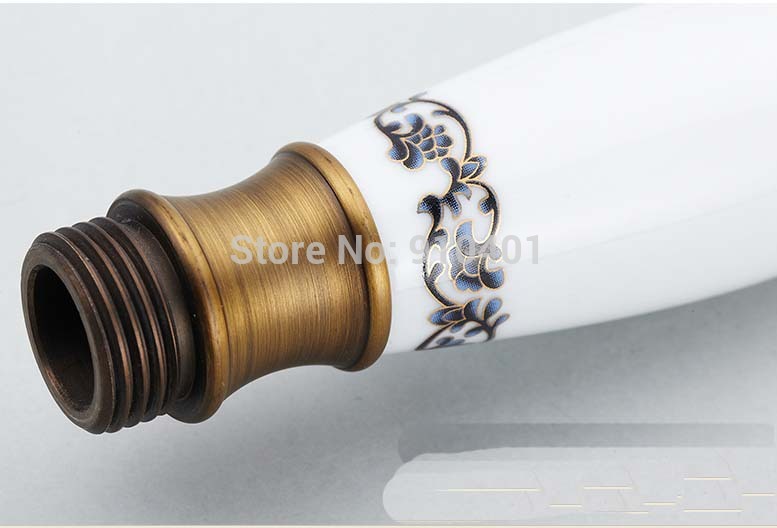 Wholesale And Retail Promotion 2014 NEW Ceramic Antique Brass Rain Shower Faucet Bathtub Mixer Tap Hand Shower