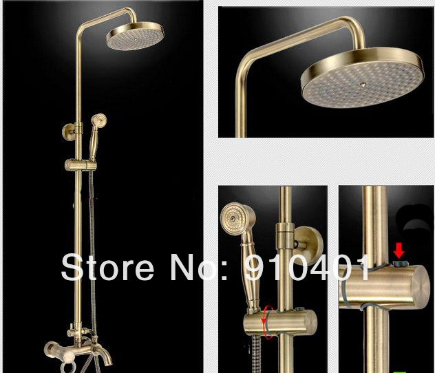 Wholesale And Retail Promotion Antique Bronze Wall Mounted 8" Rain Shower Faucet Set Bathtub Mixer Tap Shower