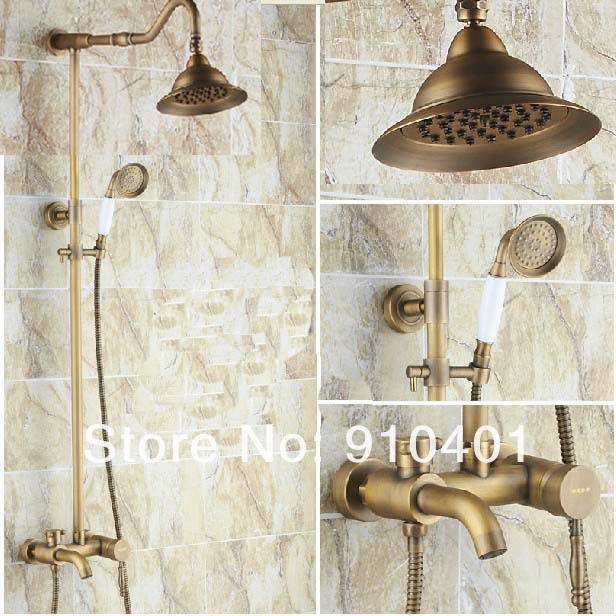 Wholesale And Retail Promotion Euro Style Wall Mounted Shower Faucet Set Tub Mixer Hand Shower Antique Brass