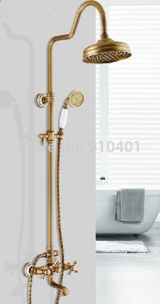 Wholesale And Retail Promotion Modern Ceramic Style Antique Brass Rain Shower Faucet Tub Mixer Tap Dual Handles