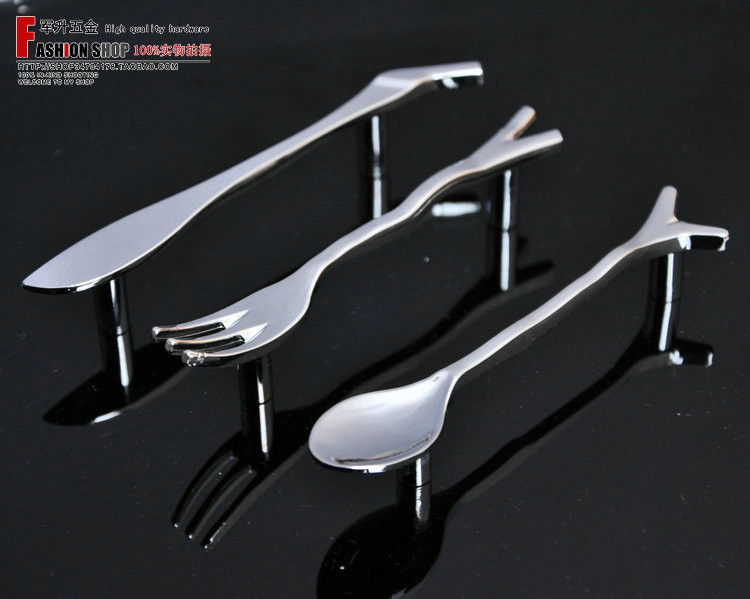 30pcs Mix Spoon Handles Fork Knobs Spoon Pulls Chrome Latest Personality Kids Desk Closet Drawer Knobs Cabinet  Kitchen