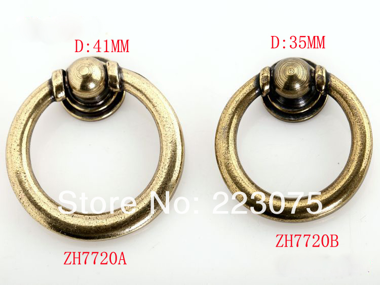 -ZH7720B D:35MM w screw Zinc alloy European Antique bronze Ring drawer cabinets pull handle door knobs 10pcs/lot