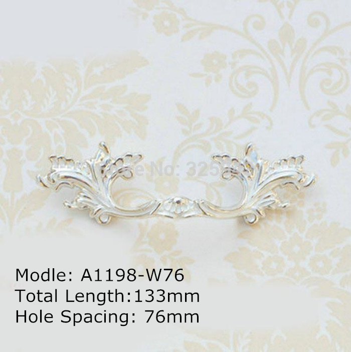 Free Shipping 76mm Vintage Antique European Style White Color Palace Wardrobe Pull  Knobs Kitchen Cabinet Dresser Drawer Handle