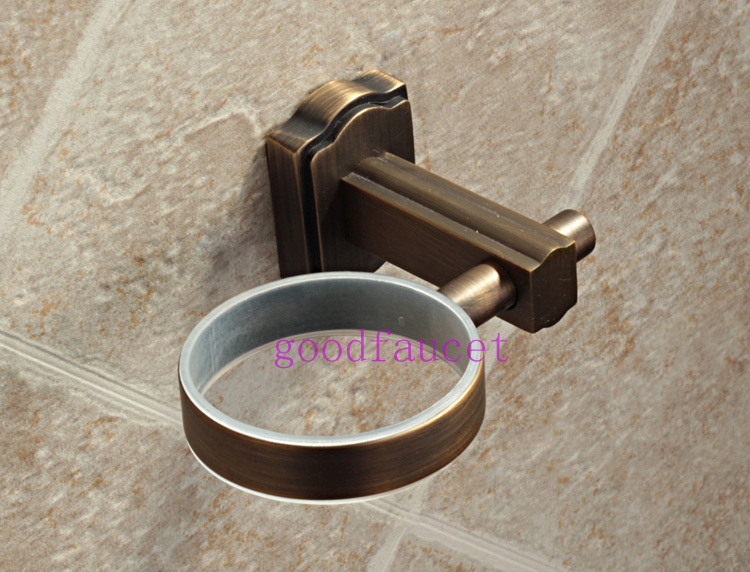 Luxury Bathroom accessaries Toilet Brush Holder solid brass base + ceramic cup wall mounted holder