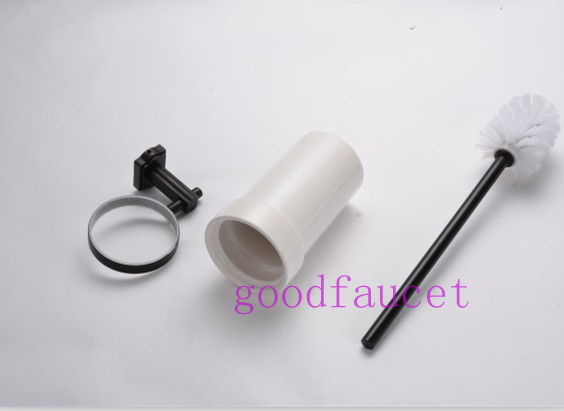 Oil rubbed bronze Bathroom accessaries Toilet Brush Holder solid brass base + ceramic cup wall mounted holder