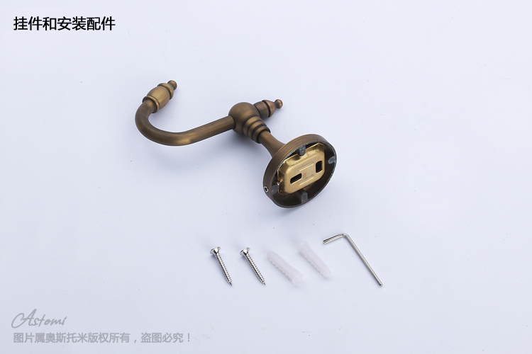 Wholesale And Retail Fashion antique brass rustic solid clothes hook row hook bathroom accessories wall mounted