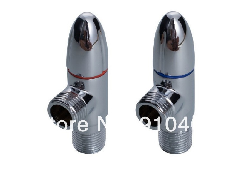 Wholesale And Retail Promotion 2x Chrome Brass Bathroom Bullet Angle Stop Valve 1/2" Male x 1/2" Male Thread
