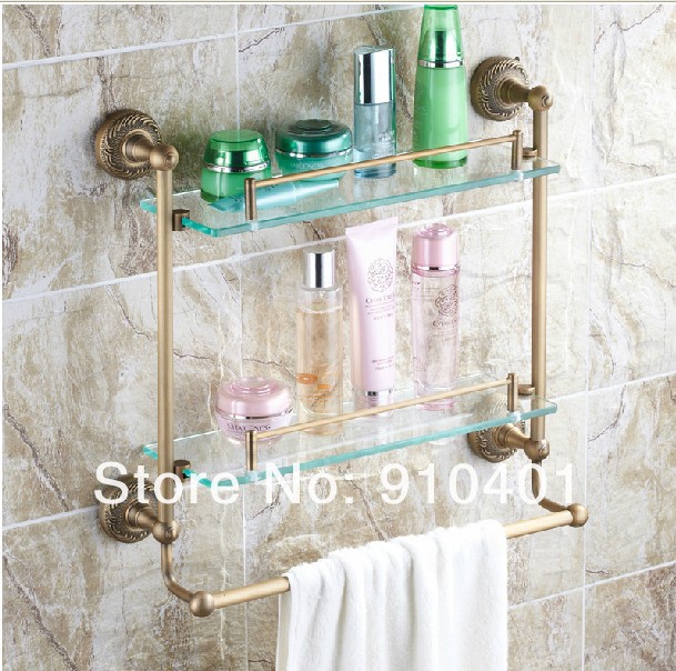 Wholesale And Retail Promotion Antique Brass Bath Accessory Sets Bath Shelf Towel Rack Bar Paper Holder Hooks