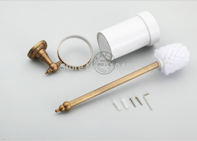 Wholesale And Retail Promotion Antique Brass Embossed Art Toliet Brushed Holder + Ceramic Cup + Brush 3 PCS