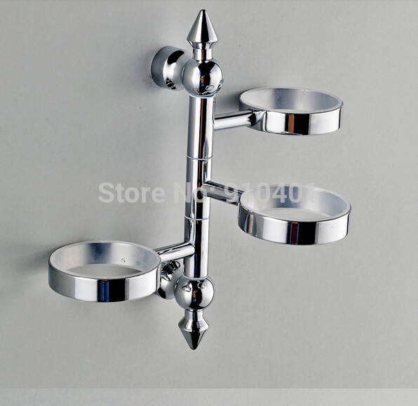 Wholesale And Retail Promotion Chrome Brass Swivel Toothbrush Holder Wall Mount Bathroom Accessory Ceramic Cup