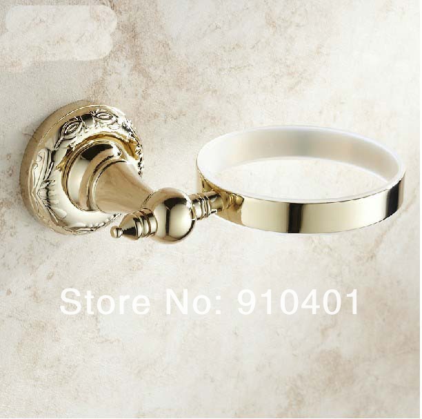 Wholesale And Retail Promotion Luxury Golden Art Carved Wall Mounted Bathroom Toilet Brushed Holder Ceramic Cup