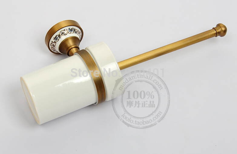 Wholesale And Retail Promotion Modern Antique Brass Bathroom Toilet Brush Holder Ceramic Base With Brush Holder