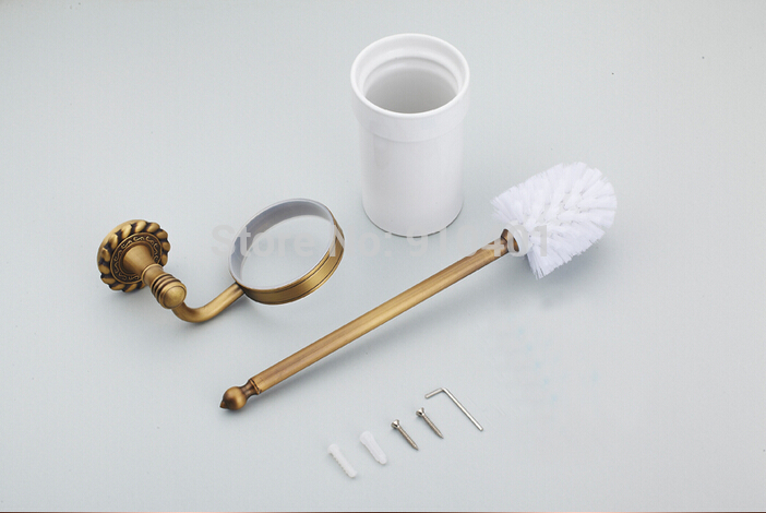 Wholesale And Retail Promotion Modern Bathroom Antique Brass Toliet Brushed Holder + Ceramic Cup Embossed Base