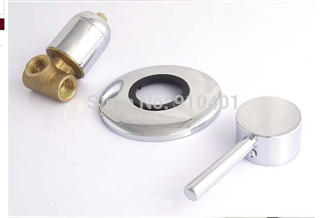 Wholesale And Retail Promotion NEW Chrome Brass Shower Faucet Control Valve Single Handle Round Plate Mixer Tap