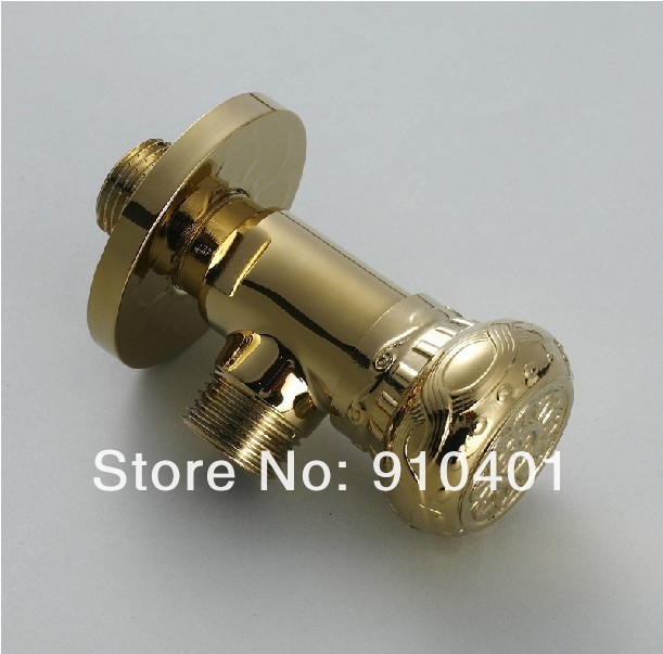 Wholesale And Retail Promotion NEW Golden Flower Carved Bathroom Angle Stop Valve 1/2