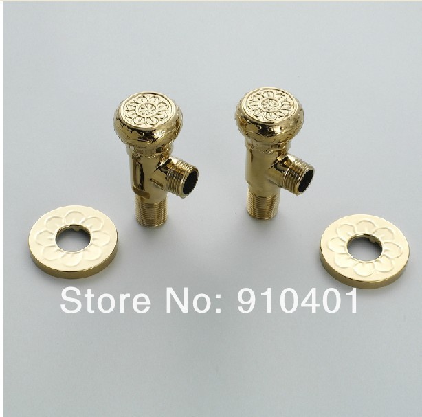 Wholesale And Retail Promotion NEW Golden Flower Carved Bathroom Angle Stop Valve 1/2" Male x 1/2" Male Thread