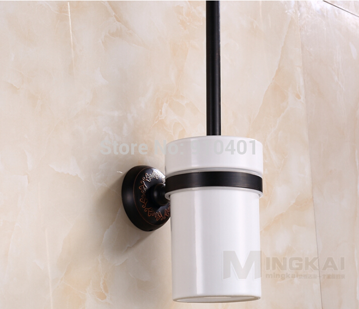 Wholesale And Retail Promotion Oil Rubbed Bronze Toliet Brushed Holder + Cup + Brush Bathroom 3 PCS Accessories