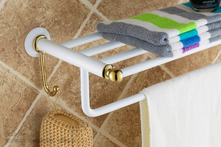 60cm white paint towel rack and bar,  towel bar bathroom towel, towel bar shelf with hook