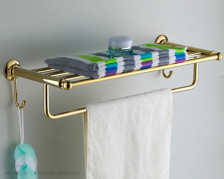 60mm gold color high grade bathroom towel rack, fashion towel holder gold
