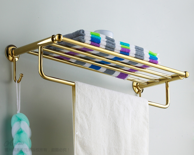 60mm gold color high grade bathroom towel rack, fashion towel holder gold