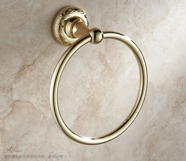 Gold brass towel ring,  fashion towel bathroom shelf, bathroom towel ring