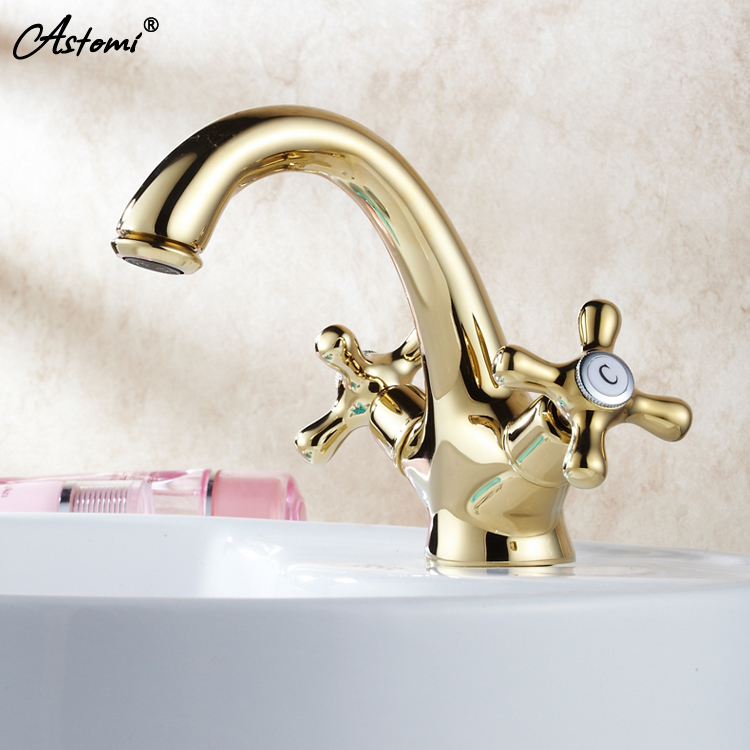 Gold plated faucet,basin faucets, modern faucet,  hot and cold water
